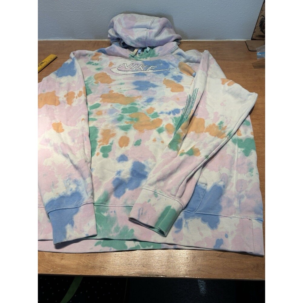Nike Sportswear Club Fleece Men's Ice-Dye Pullover Hoodie Blue SZ XL FN1455-406